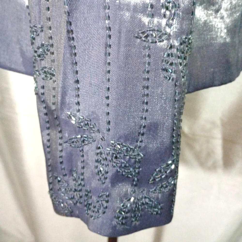 Alex Evenings Satin Hacket, Lavender, beaded sleeves & Collar, Open, one pc., 14 - Picture 10 of 10